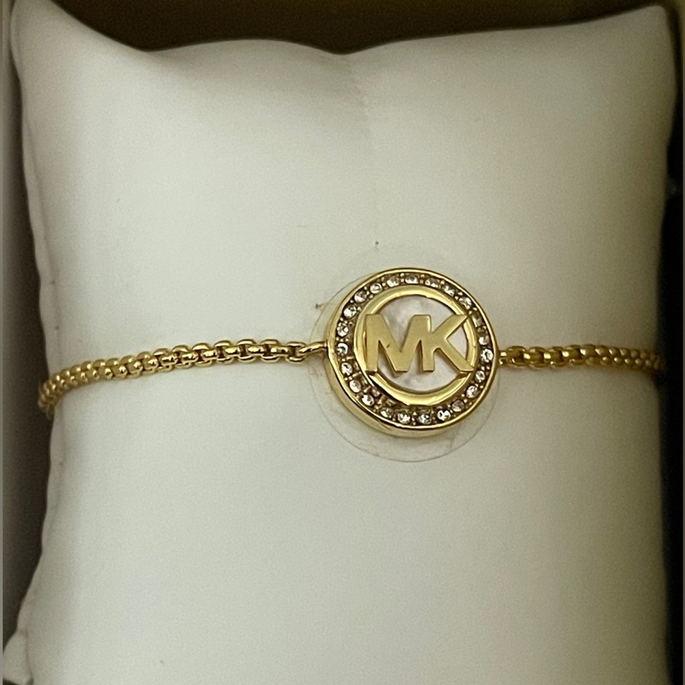 Michael Kors Gold Charm Bracelet with Crystal Embellishments